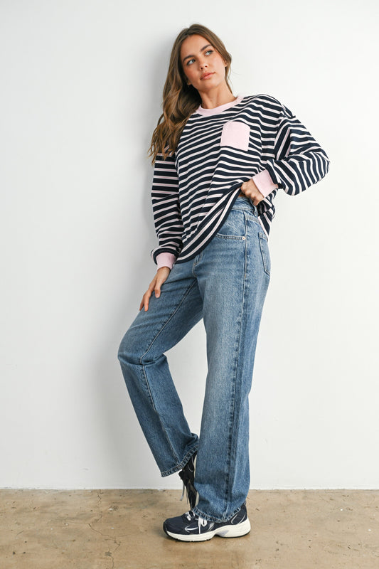 Mandy Striped Top- PINK